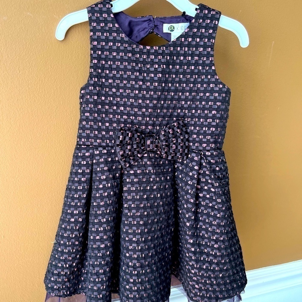 PL Kids Purple Woven Sleeveless Bow Party Dress Toddler Girls Size 2